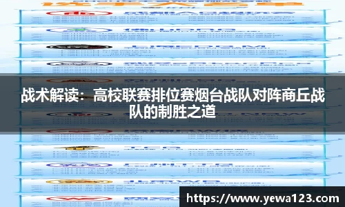 战术解读：高校联赛排位赛烟台战队对阵商丘战队的制胜之道